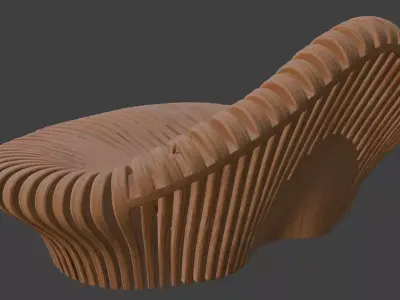Wooden Park Bench 3D model