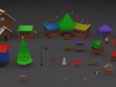 Stylized Low Poly Chirstmas Pack Low-poly 3D model