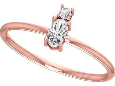 Solitaire Women Light Weight Oval Stone Band Ring 3D print model
