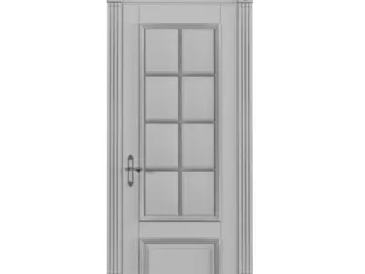 Classic interior white door with glass 3D model