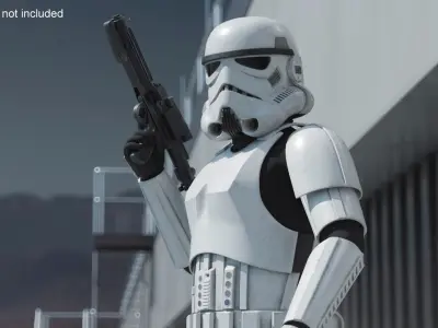  Star Wars Imperial Stormtrooper Raised Blaster Combat Pose Dirty 