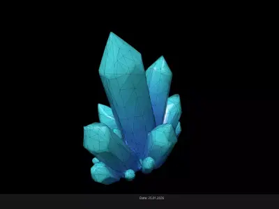 Low Poly Stylized Turquoise Magic Crystal Low-poly 3D model