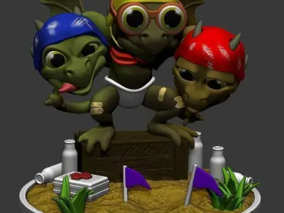 Baby Ghidorah learning to fly  3D model