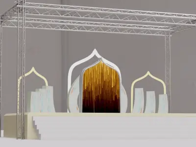 Islamic Event Stage 3D Model with Lighting Low-poly 3D model