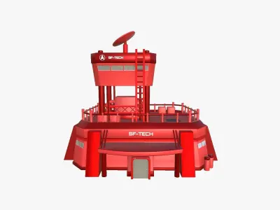 SciFi Facility B05 Red - Sci Fi Exterior Design Low-poly 3D model