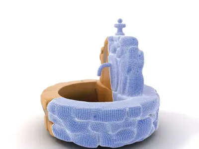 Rustic Stone Fountain model pack Low-poly 3D model