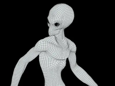 Grey Alien Low-poly 3D model