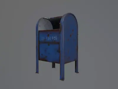 Rusted Street Mail Box Low-poly 3D model