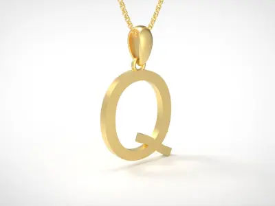 Model 624 Classic Initial Light Q Letter 3D print model