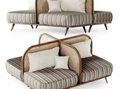 Two-seater restaurant sofa TS2 double side  3D model