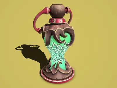 Fantasy flower lamp Low-poly 3D model
