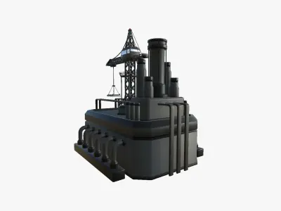 SciFi Factory A07 Black - Sci Fi Exterior Design Low-poly 3D model