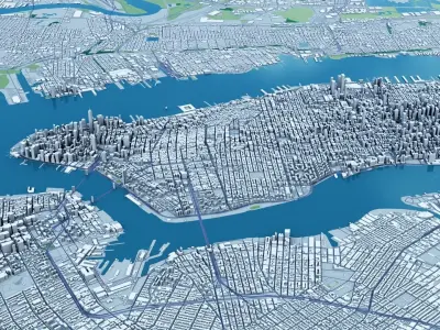 New York City with Terrain 3D model