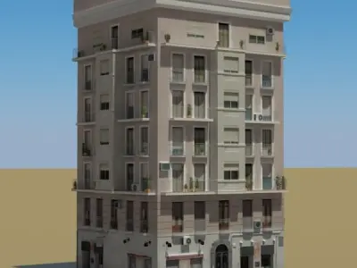 Building with balconies and windows 3D model