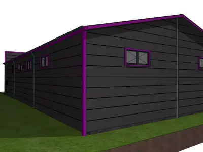 Modern Industrial Hall 3D Model  Black Metal 3D model