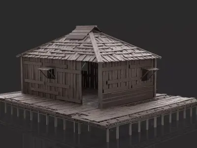 Fantasy Wooden House - Jungle Hut 1 3D model