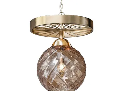 Untitled pendant light with brass finish and glass ball 3D model