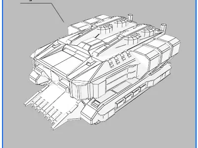 SciFi Army Harvester Low-poly 3D model