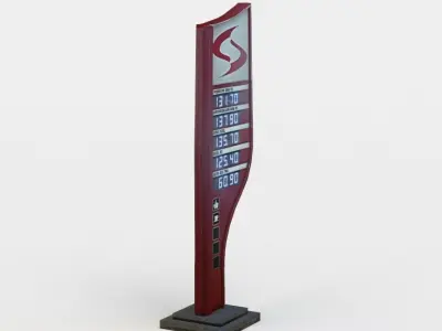 Gas station prices sign Low-poly 3D model