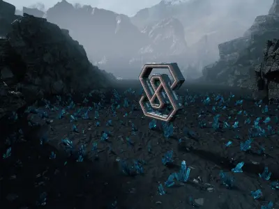 Aurora Mountain Crystal Ground Ore Scifi LOGO desert  3D model