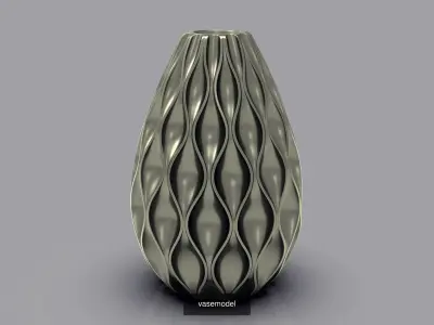 vasecollection vase with wavy lines 3D Model Pack