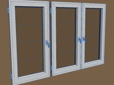 window with three panes 3D model