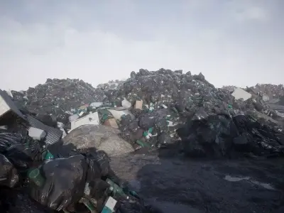 Trash junk and debris piles  Low-poly 3D model