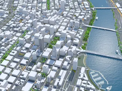 Portland City Oregon USA Low-poly 3D model