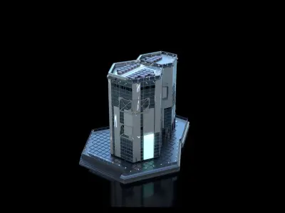Futuristic Future Modern City Building Skyscraper 22 3D model