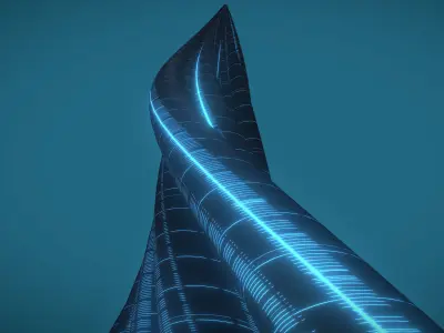 Tube Building Alien Windows 3D model