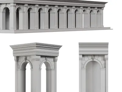 Architectural elements and facades set of 11 pieces 3D model