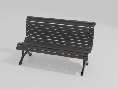Wooden Bench Low-poly 3D model