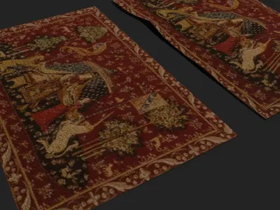  Lady and Unicorn Medieval Tapestry Low-poly 3D model