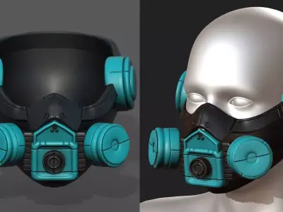 Gas mask futuristic scifi fantasy 3d helmet  Low-poly 3D model