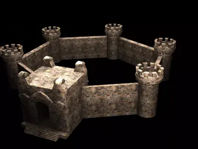 Low Poly fort Free low-poly 3D model