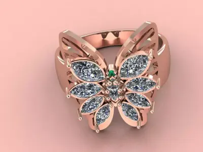 The Mariposa Monarch Butterfly Ring jewelry 3D model - for Her 3D print model