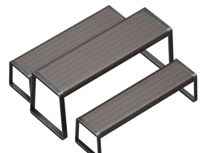 Outdoor furniture for cafe or park table and bench 3D model