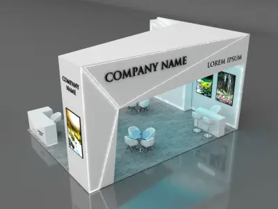 Booth Exhibition Stand Stall 8x6m Height 450 cm 3 Side Open 3D model