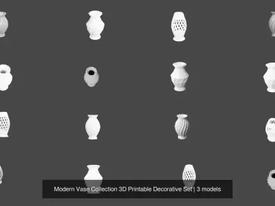 Modern Vase Collection 3D Printable Decorative Set 3D Model Pack