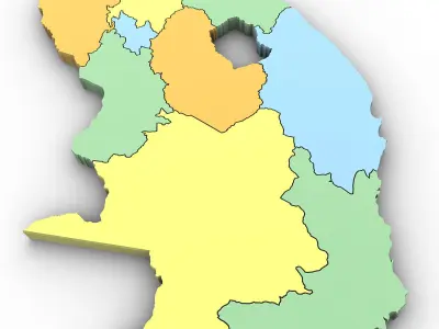 3d Political Map of South Africa 3D model