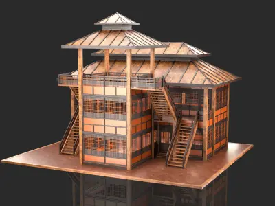 Medieval Fantasy House 12 with interior and exterior 3D model