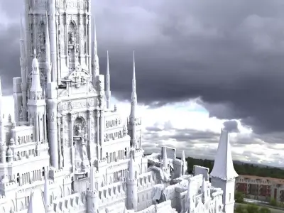 Fantasy City Angelic tower fortress 3D model
