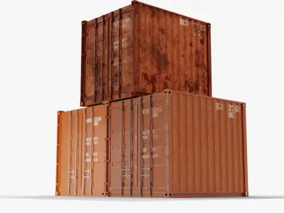 10Ft Cargo Container - Orange 3D Model Pack