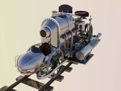 Rail Motorcycle Steampunk 3D model