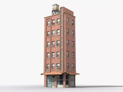 Apartment Building x31 Low-poly 3D model