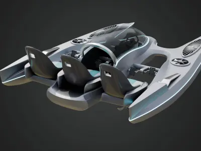 Aerodynamic Multi-Person Pedal Boat 3D model