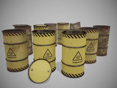 Barrels biohazard  set Low-poly 3D model