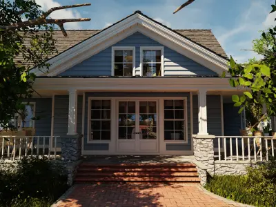  Classic style porch house with furniture 