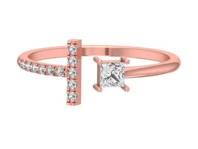 Solitaire Women Princess Stone Band Ring 3D print model purchase