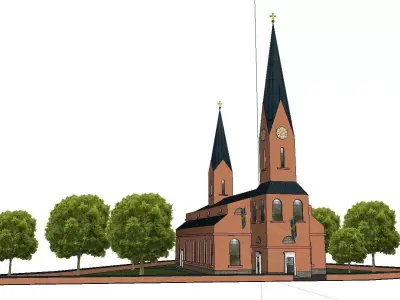 Architecture-Religion-God-Culture-Temple-084 church on hill 3D model